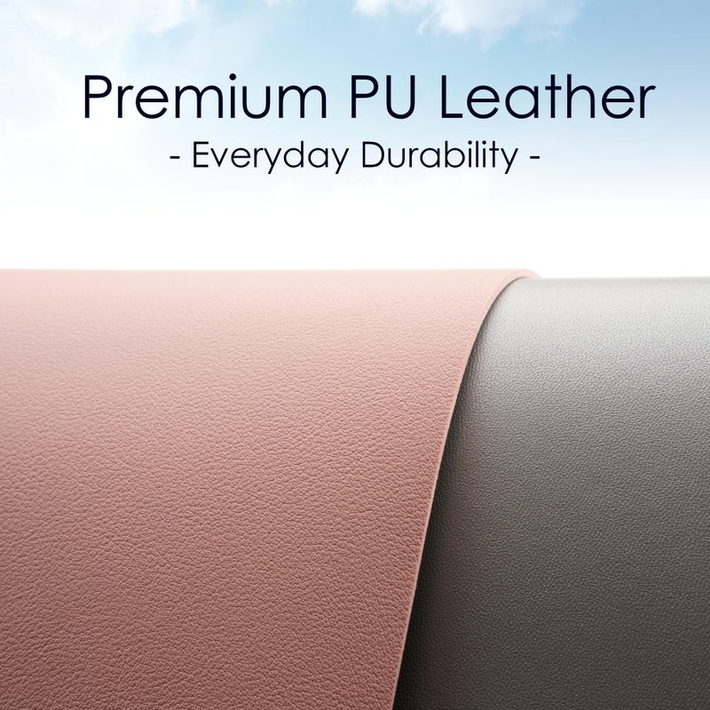WAYBER Leather Desk Pad Protector, Waterproof Mouse Pad, PU Desk Mat, Office Desk Cover, Desk Writing Mat for Office/Home/Work/Cubicle (Pink/Silver) 31.5x15.7in - Image 2